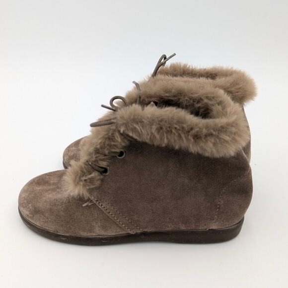 ELEPHANTITO Teddy Bootie with Laces Suede Mink Girls Boots,Little kid size EU26 - Picture 2 of 16